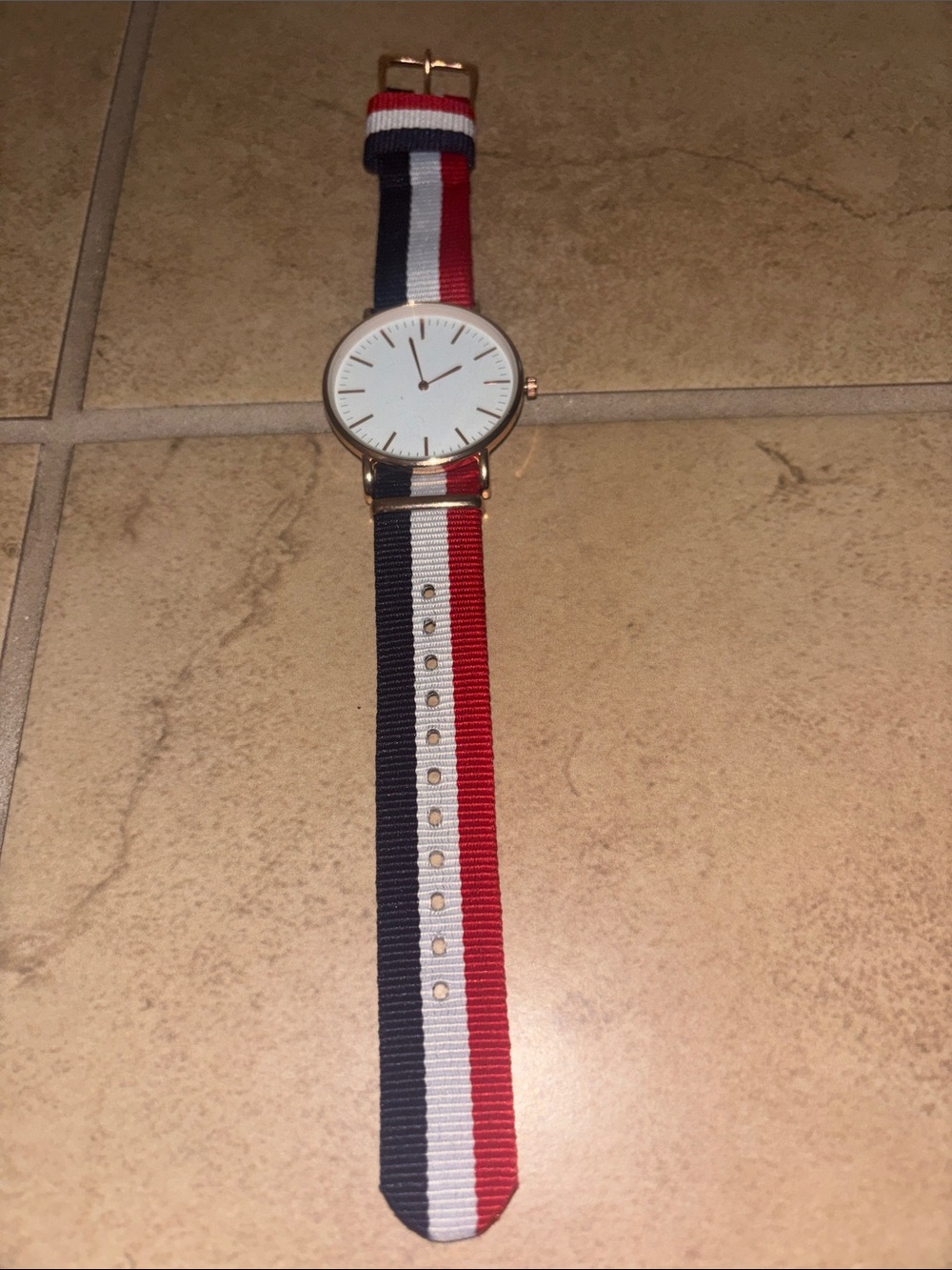Watch with Red white and blue strap